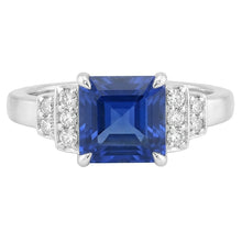 Natural Earth Mined Diamond Fancy Ring Asscher Cut Sapphire Gemstone 3 Carats Prong Set