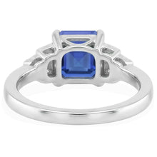 Natural Earth Mined Diamond Fancy Ring Asscher Cut Sapphire Gemstone 3 Carats Prong Set