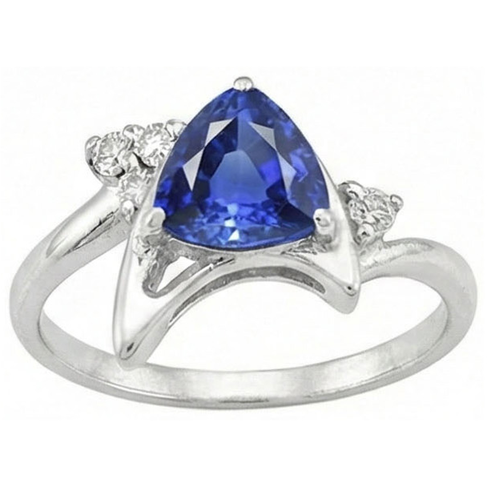 natural round sapphire 1.75ct ring top view