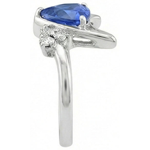 natural round sapphire 1.75ct ring on white background