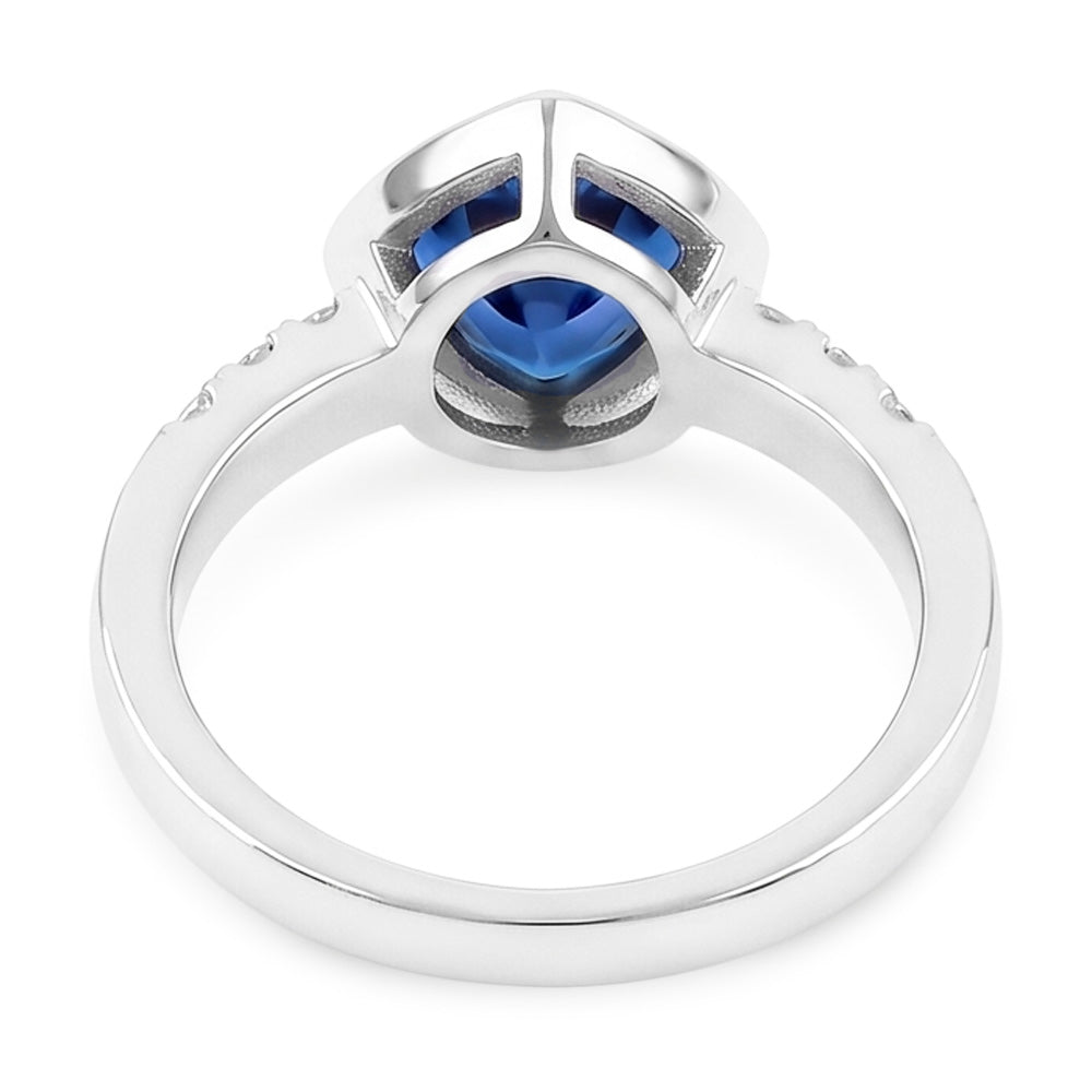 Natural Earth Mined Diamond Gemstone Jewellery 2 Carat Trillion Bezel Set Blue Sapphire Ring