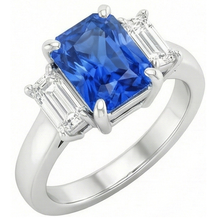 natural radiant sapphire 2ct ring front view