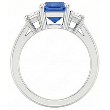 natural radiant sapphire 2ct ring profile view