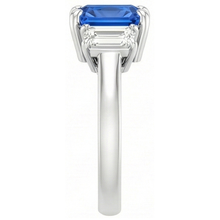 natural radiant sapphire 2ct ring close up detail