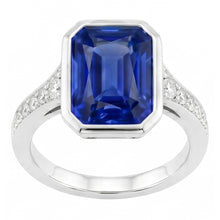 Natural Earth Mined Diamond Gemstone Jewellery Bezel Set Radiant Blue Sapphire Ring 3 Carats