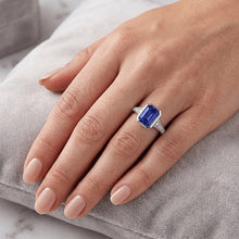 Natural Earth Mined Diamond Gemstone Jewellery Bezel Set Radiant Blue Sapphire Ring 3 Carats