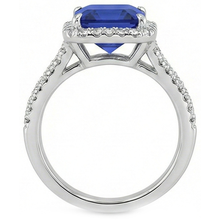 Natural Earth Mined Diamond Gemstone Ring 5 Carats Halo Blue Sapphire Gold Jewellery