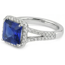 Natural Earth Mined Diamond Gemstone Ring 5 Carats Halo Blue Sapphire Gold Jewellery