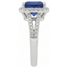 Natural Earth Mined Diamond Gemstone Ring 5 Carats Halo Blue Sapphire Gold Jewellery