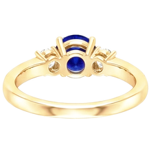 Natural Earth Mined Diamond Gemstone Ring Blue Sapphire 2 Carats 3 Stone Style Yellow Gold