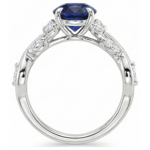 Natural Earth Mined DIAMOND ( NOT LAB GROWN ) Gemstone Ring Leaf Style Oval Cut Blue Sapphire 5 Carats