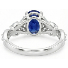 Natural Earth Mined DIAMOND ( NOT LAB GROWN ) Gemstone Ring Leaf Style Oval Cut Blue Sapphire 5 Carats