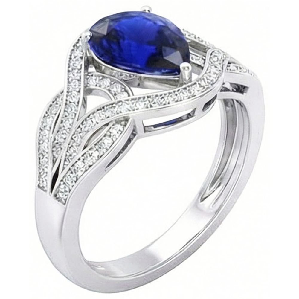 natural round sapphire 3ct ring front view