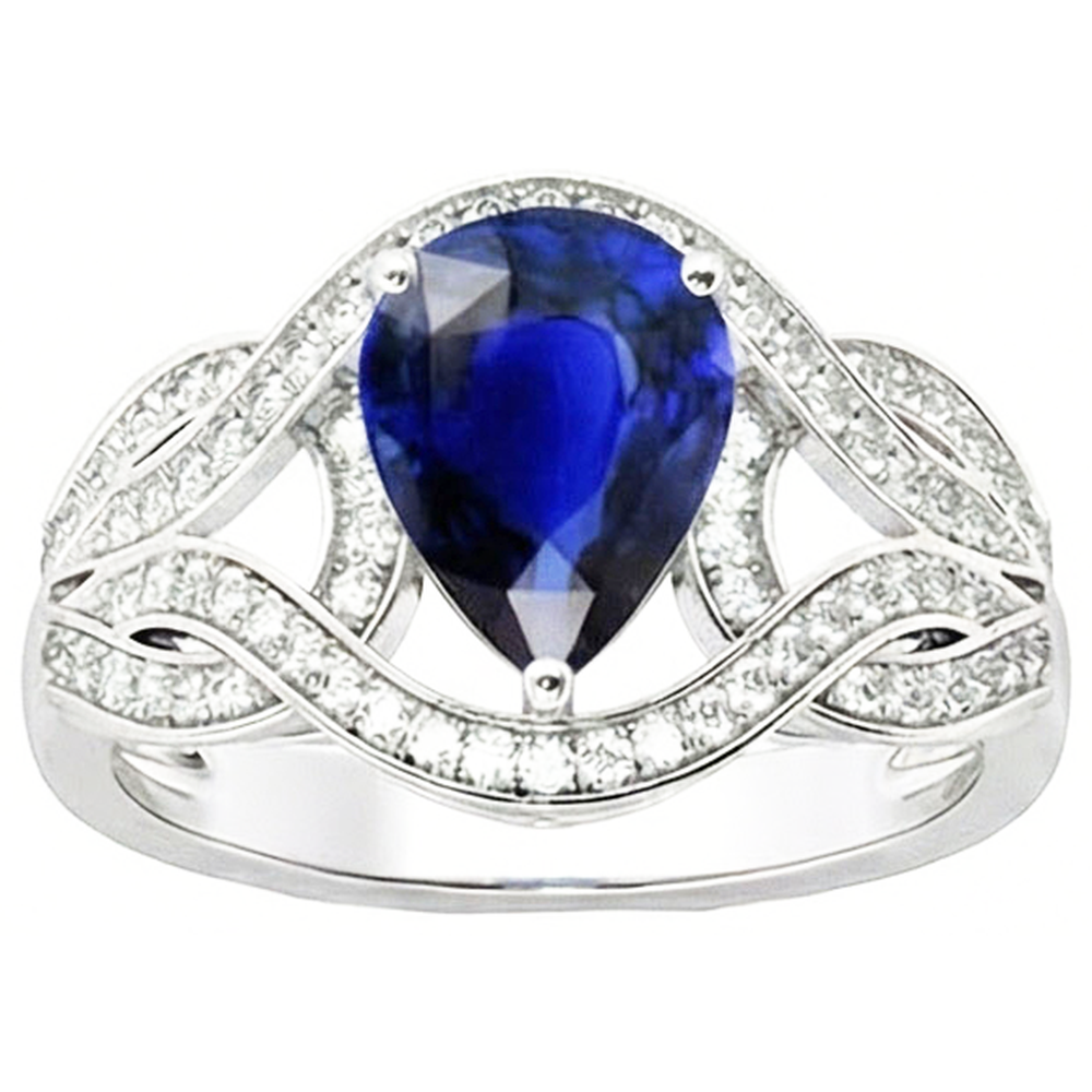 natural round sapphire 3ct ring side angle
