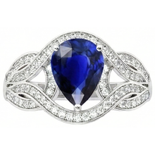 natural round sapphire 3ct ring close up detail