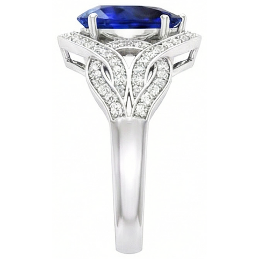 natural round sapphire 3ct ring top view