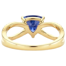 Natural Earth Mined Diamond Gemstone Ring Trillion Shape Sapphire Split Shank 2.50 Carats