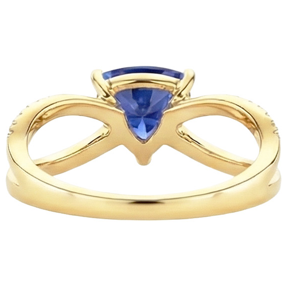 Natural Earth Mined Diamond Gemstone Ring Trillion Shape Sapphire Split Shank 2.50 Carats
