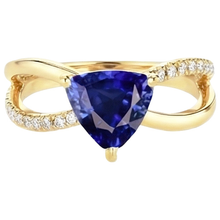 Natural Earth Mined Diamond Gemstone Ring Trillion Shape Sapphire Split Shank 2.50 Carats