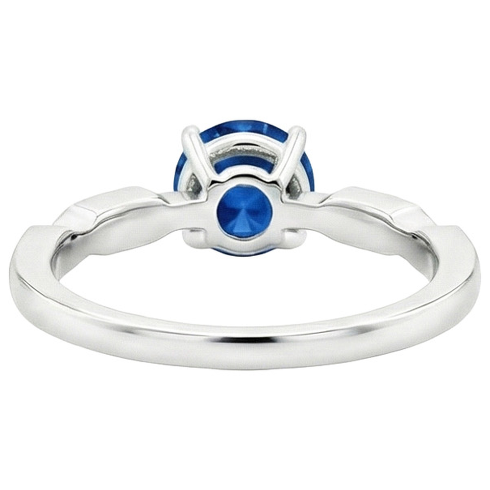 Natural Earth Mined Diamond Gemstone Ring Vintage Style Round Blue Sapphire 2.25 Carats