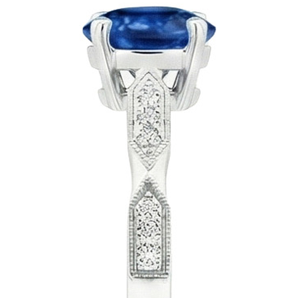 Natural Earth Mined Diamond Gemstone Ring Vintage Style Round Blue Sapphire 2.25 Carats