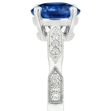 Natural Earth Mined Diamond Gemstone Ring Vintage Style Round Blue Sapphire 2.25 Carats