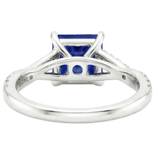 Natural Earth Mined Diamond Gold Jewellery Princess Blue Sapphire Ring With Accents 6 Carats