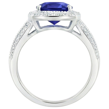 natural round sapphire 3.25ct ring on white background