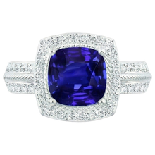 natural round sapphire 3.25ct ring side angle