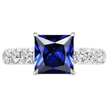 Natural Earth Mined Diamond Gold Ring Prong Set Sri Lankan Sapphire With Accents 6 Carats