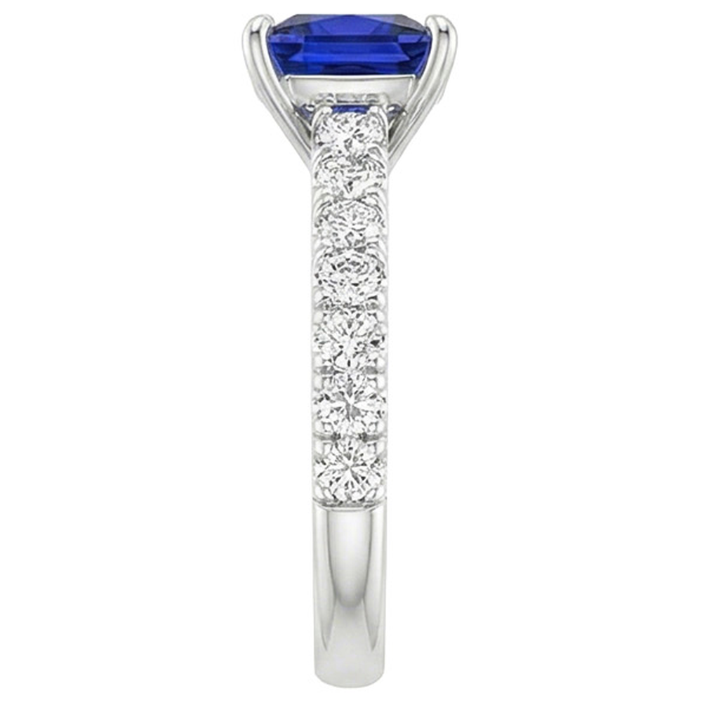 Natural Earth Mined Diamond Gold Ring Prong Set Sri Lankan Sapphire With Accents 6 Carats