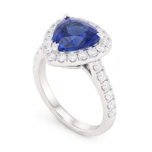 Natural Earth Mined Diamond Halo Anniversary Ring Trillion Cut Sapphire 3 Carats