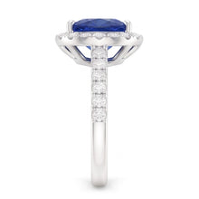 Natural Earth Mined Diamond Halo Anniversary Ring Trillion Cut Sapphire 3 Carats