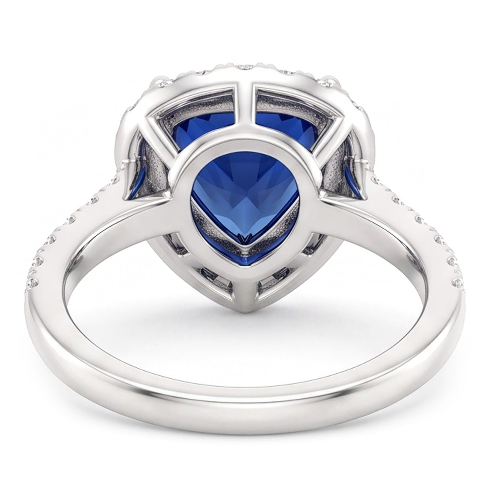 Natural Earth Mined Diamond Halo Anniversary Ring Trillion Cut Sapphire 3 Carats