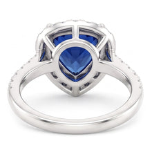 Natural Earth Mined Diamond Halo Anniversary Ring Trillion Cut Sapphire 3 Carats