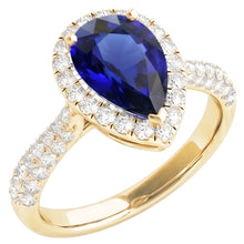 Natural Earth Mined Diamond Halo Blue Sapphire Wedding Ring Yellow Gold 5 Carats