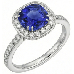 Natural Sapphire Ring 3ct - White Gold 14K