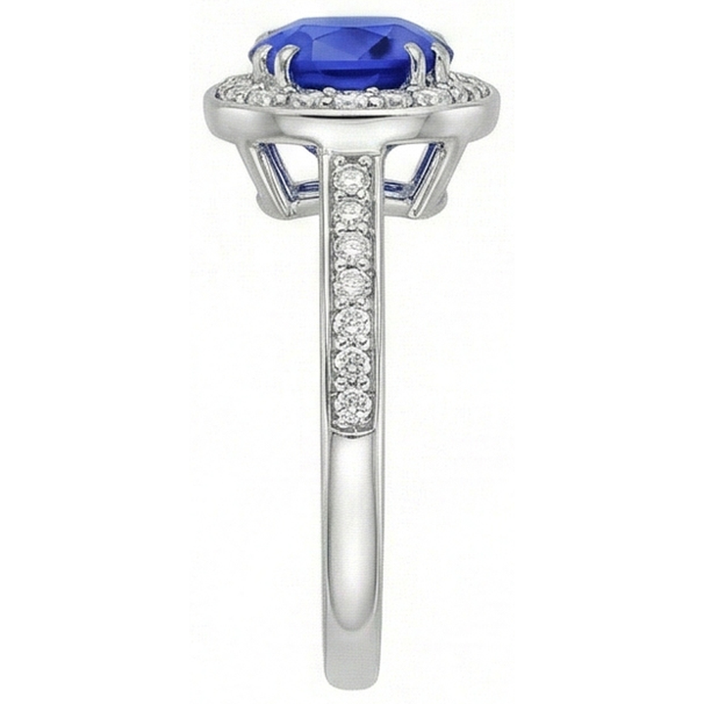 natural round sapphire 3ct ring top view