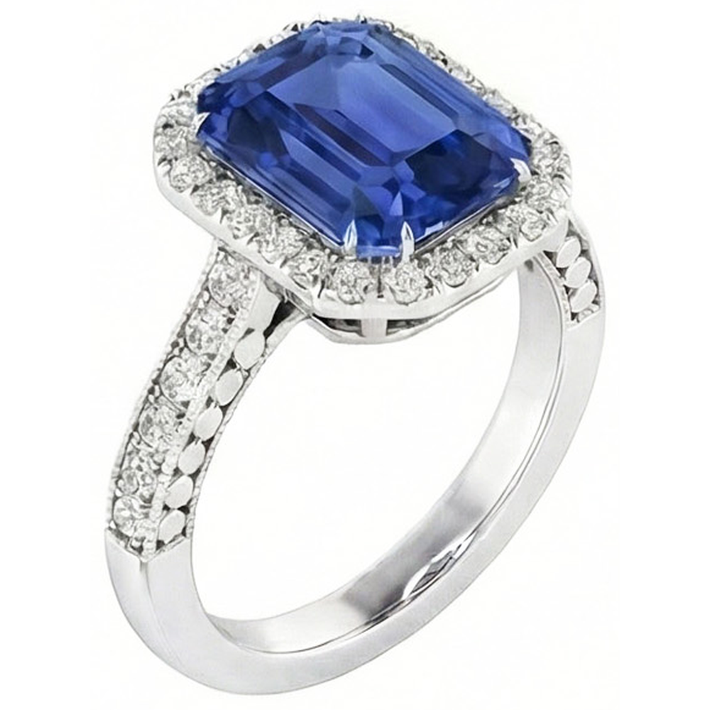 natural emerald sapphire 4ct ring top view