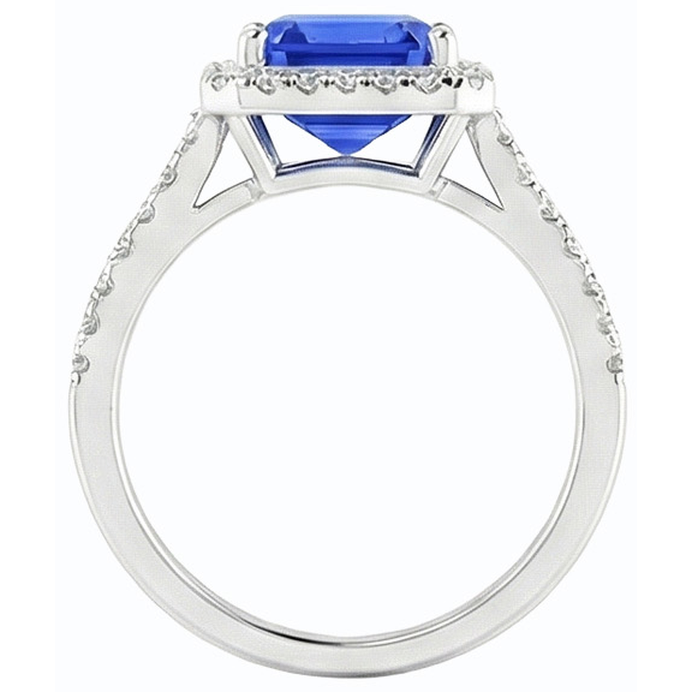 natural emerald sapphire 4.50ct ring on white background