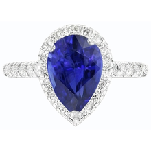 Natural Earth Mined Diamond Halo Engagement Ring Ceylon Sapphire 3.50 Carats