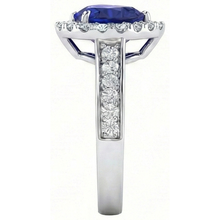 natural round sapphire 4ct ring on white background