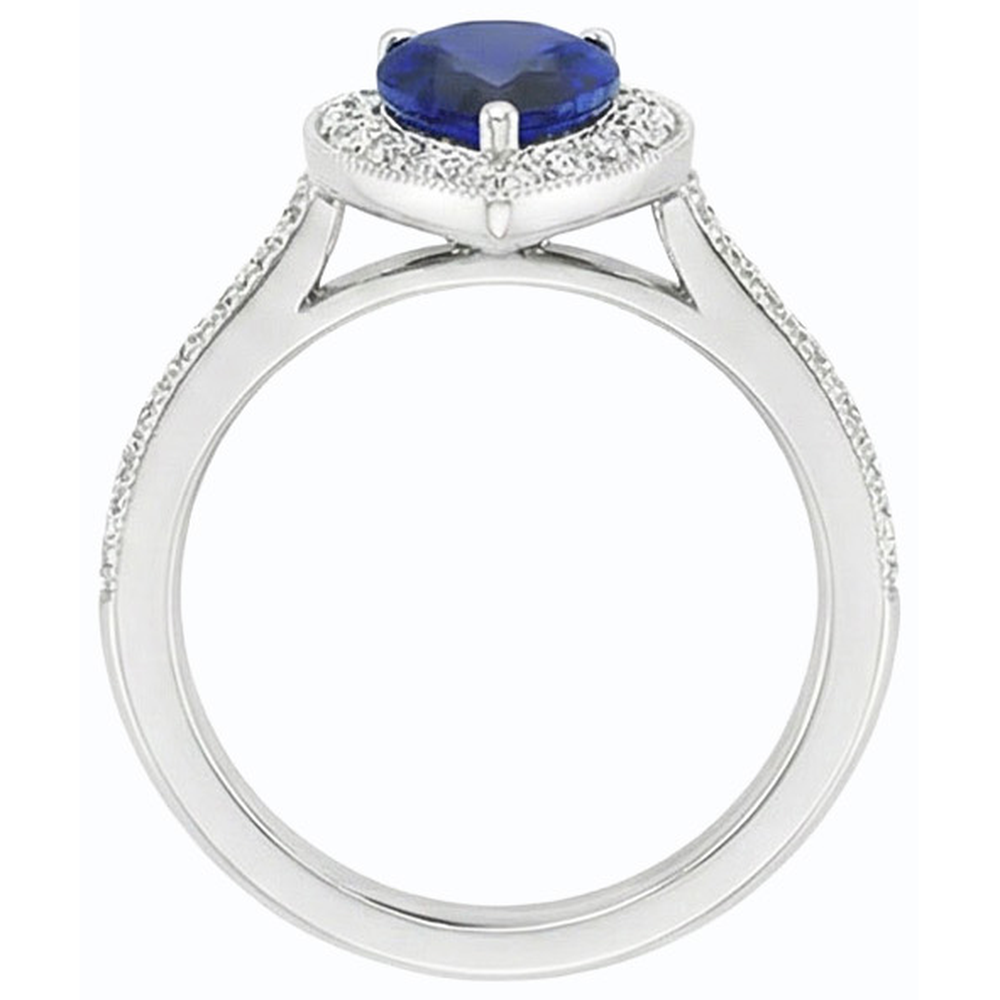 Natural Earth Mined Diamond Halo Engagement Ring Pear Srilanka Sapphire 4.50 Carats