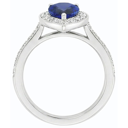 Natural Earth Mined Diamond Halo Engagement Ring Pear Srilanka Sapphire 4.50 Carats