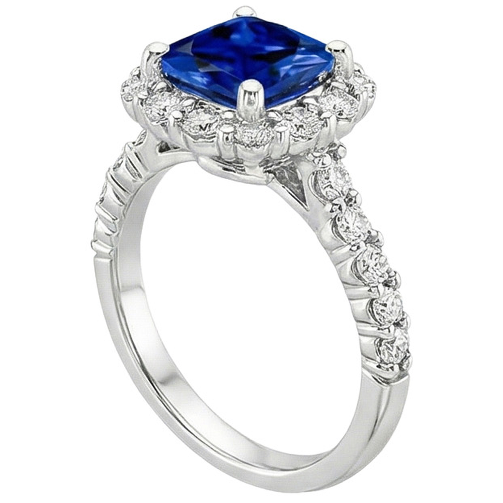 natural round sapphire 3.25ct ring top view
