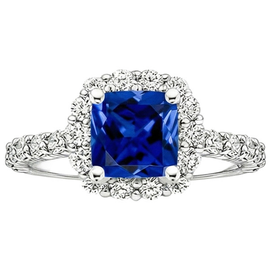 natural round sapphire 3.25ct ring close up detail