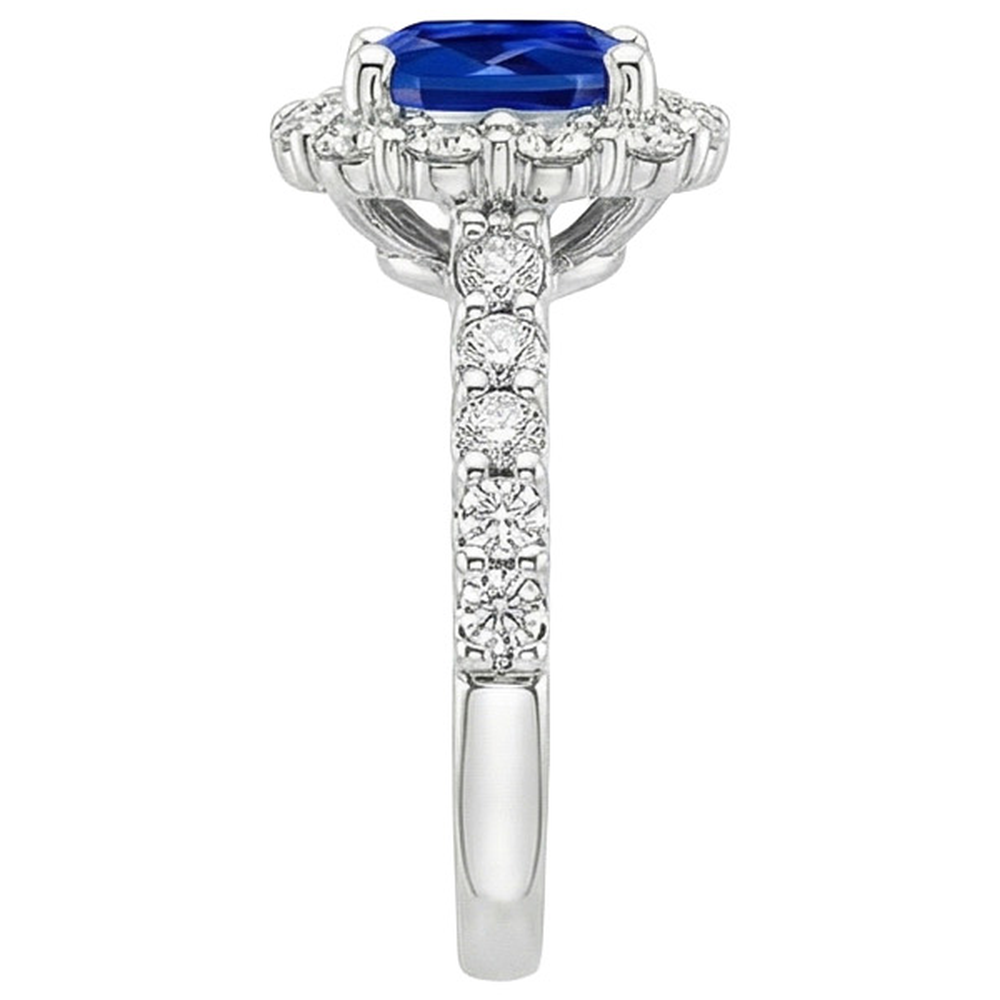 natural round sapphire 3.25ct ring profile view