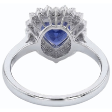 Natural Earth Mined Diamond Halo Heart Blue Sapphire Ring 3 Carat Star Style
