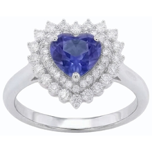 Natural Earth Mined Diamond Halo Heart Blue Sapphire Ring 3 Carat Star Style