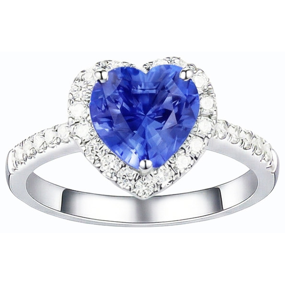 natural round sapphire 3.50ct ring close up detail